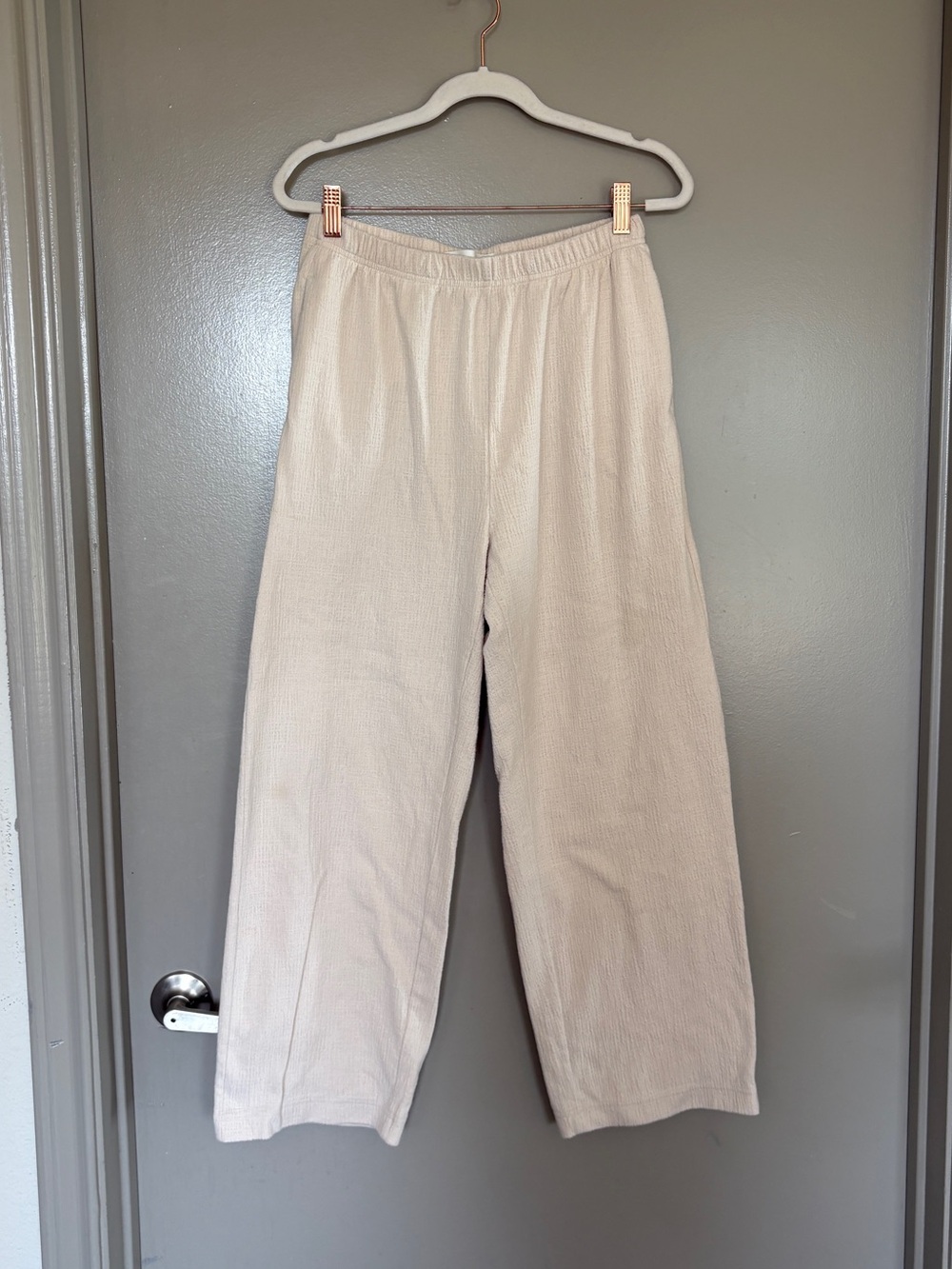 OAK + FORT Wide Leg Pants in Light Beige